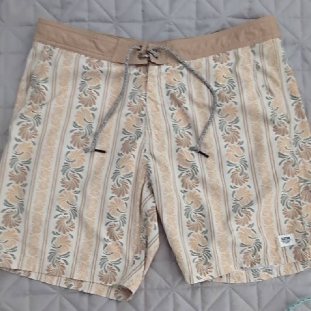 Men's Tan and Cream Swim Shorts